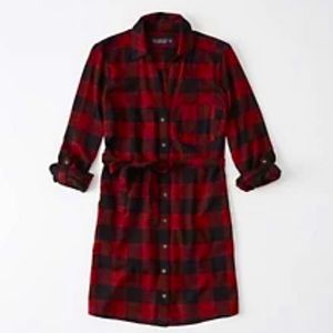 Red Plaid Flannel Abercrombie & Fitch Dress, Size M, EUC